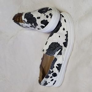 Faux Cow Print Sneakers Size 10